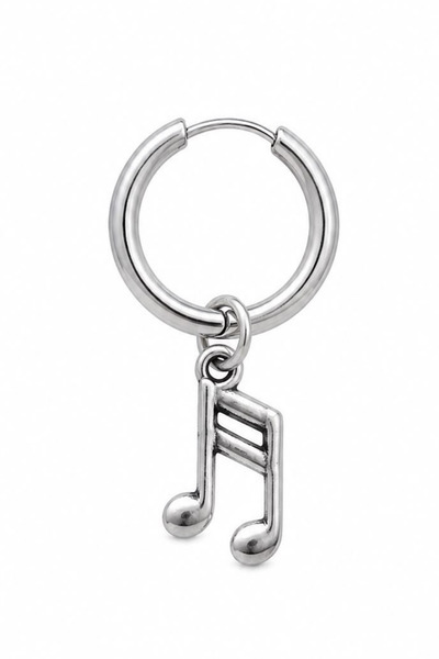Blisse Piercing Unisex Silver Color Surgical Steel Dangle Music Note Figured ...