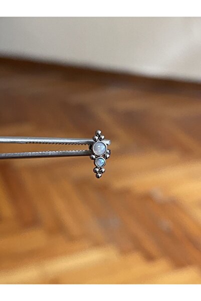 zadenza gold 316 L Çelik Dudak Kıkırdak Helix Tragus Piercingi Opal Taşı Deta...