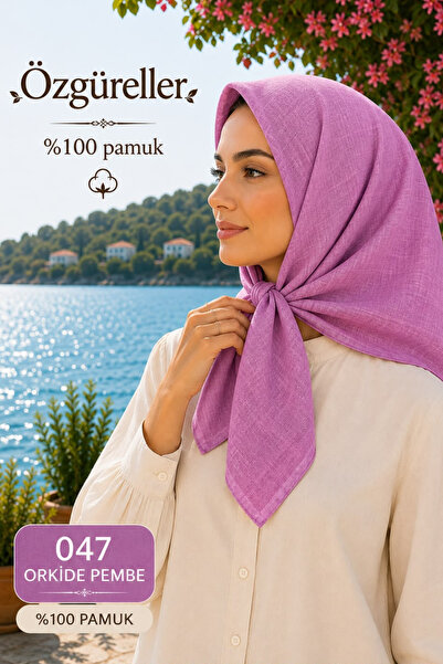 ÖZGÜRELLER Özgüreller, 100x100 cm Taşlanmış Eşarp (Kot Dikişli) , %100 Pamukl...