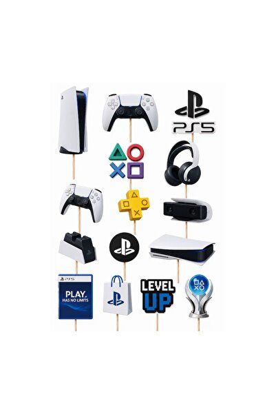 DecoParty Set de decorațiuni pentru tort – Tematică PS5, 15 piese, Carton, Be...