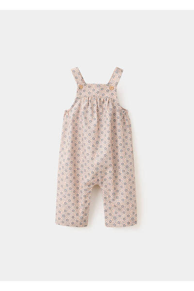 MANGO Baby Çiçek desenli pamuklu tulum