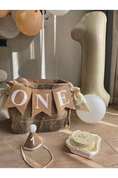 Yamello 1 Yaş Doğum Günü Set 1 Krem Rakam 1 Şapka One Yazı