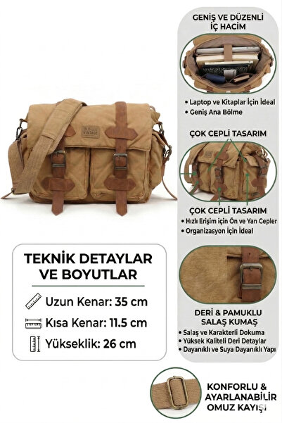 old cotton cargo Büyük Boy Mumlu Kanvas Messenger Çanta Baltimore Salaş