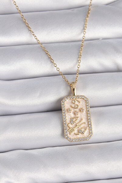 Mega Bazaar 316L Steel Gold Color Chain Cancer Zodiac Sign Zircon Stone Women...