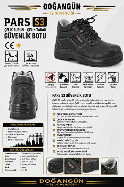 Pars S3 BOT 111 SERİSİ ÇELİK BURUN ÇELİK TABAN