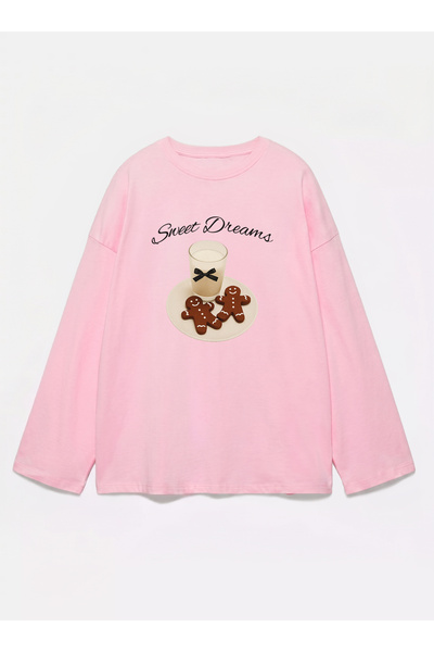 Disante 100% bumbac, croială supradimensionată, cu imprimeu Sweet Dreams - Tr...