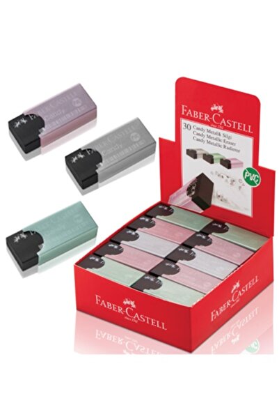 Faber Castell Candy Metallic Erasers with Cases - 4 Pieces