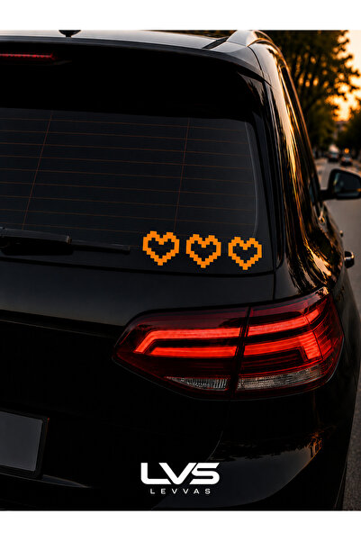 levvas Piksel Kalp Sticker 3'lü Set Araba Motosiklet Laptop bisiklet sticker
