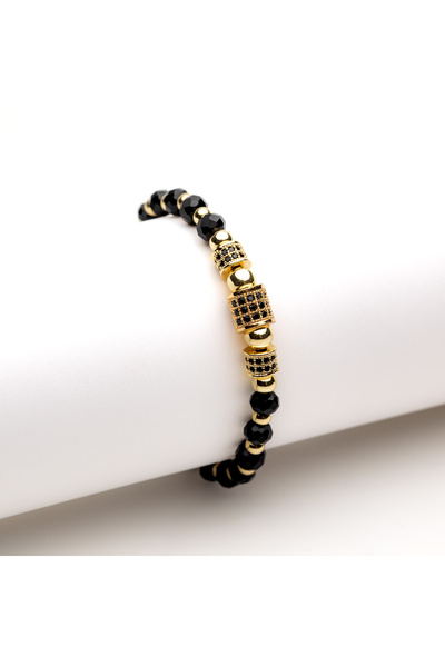 ElectraStore Brățară Reglabilă Handmade Cu Pandantive Black&Gold