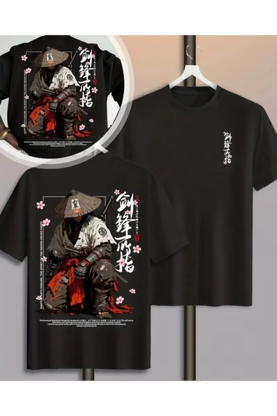 EURO CODE Japanska samurajska majica sa printom za muškarce – Oversized uličn...