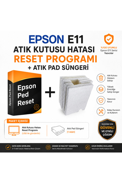 ORATEK Epson L3250 103 Uyumlu Atık Mürekkep Pedi Reset Programı + Atık Ped Sü...