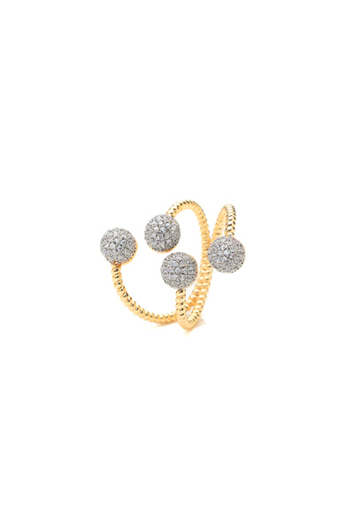 ElectraStore Inel Reglabil Model Cuff Cu Cristale Zirconia Argintii