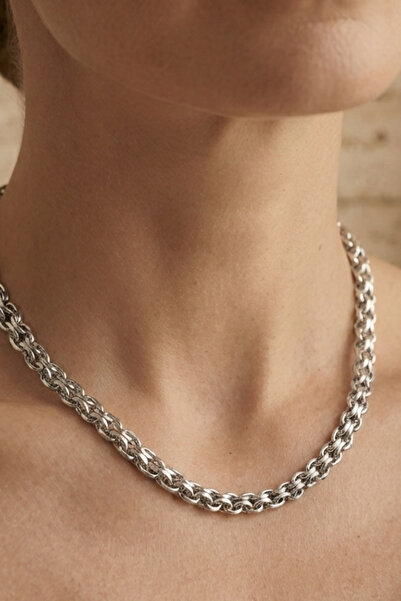Rua Jewelry Steel Matrix Chain Necklace 5 mm Silver Color |   Anti-Tarnish, W...