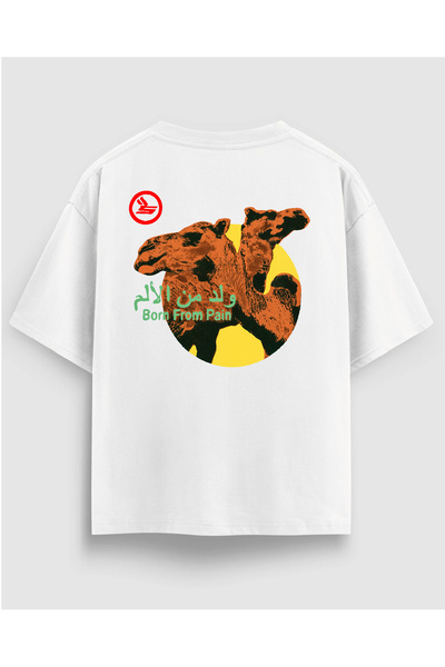 YOLO STREET Born From Pain Μπλουζάκι Unisex Oversize με στάμπα Deve - Λευκό μ...