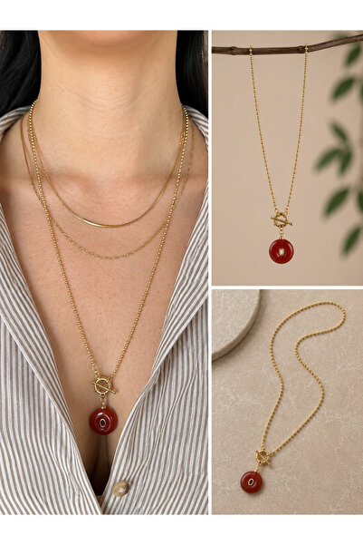 WCS White Collar Studio Ruby Glow Gold Kolye