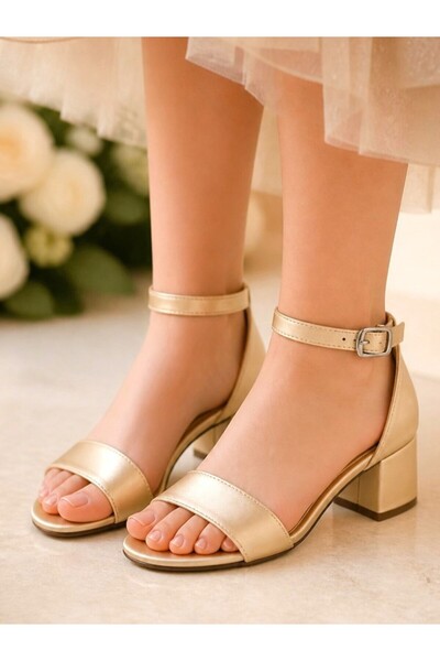ellaboni Ankle-Tie Heeled Girls' Dress Shoe