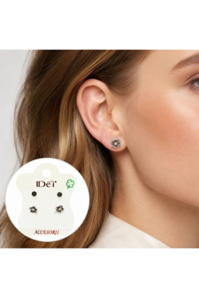 idei Set cercei stud femei din aliaj metalic cu cristale, accesoriu vintage e...
