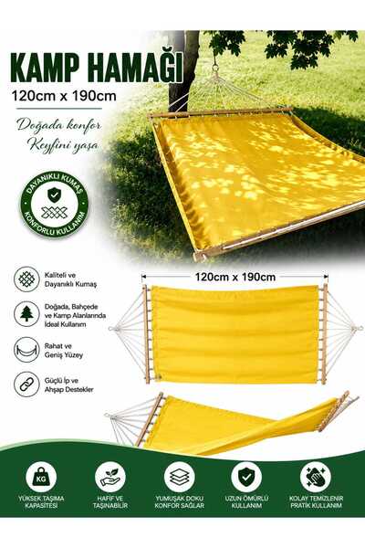 ASG KUMAŞ ÇİFT KİŞİLİK KAMP HAMAĞI – 120 x 190 cm Dayanıklı ve kaliteli kumaş...