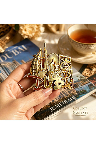 NUJET Dubai city landmark stereo metal refrigerator multicolor retro relief m...
