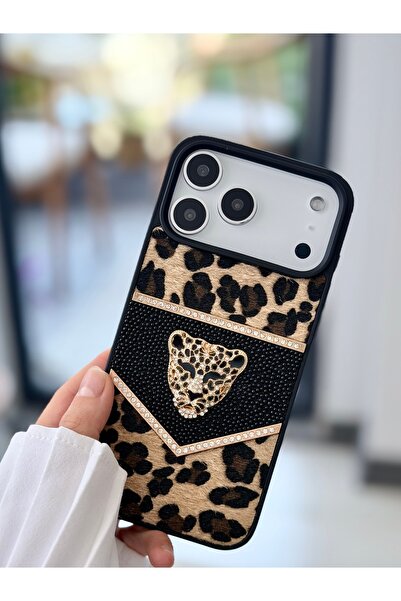 Go Aksesuar Iphone 17 PROMAX Uyumlu ELMAS Tasarımlı Kaplan Taşlı Işıltılı Parlak Pırlanta Silikon Kılıf