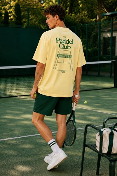 The Champ Clothing Men's Oversize T-Shirt Paddel Club Printed Yellow – Crew N...