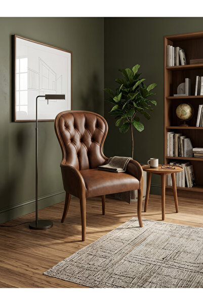 Gazzini Furniture Octopus Kapitone Döşemeli Ahşap Klasik Berjer