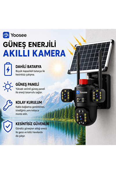 uninet Solar Kamera Iki Kameralı 4g Sim Kartlı Dış Mekan Sirenli Ip Kamera