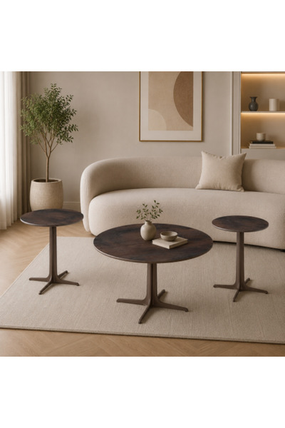 on home طقم طاولة شاي سيراميك دائري بتصميم عصري فاخر (1+2)