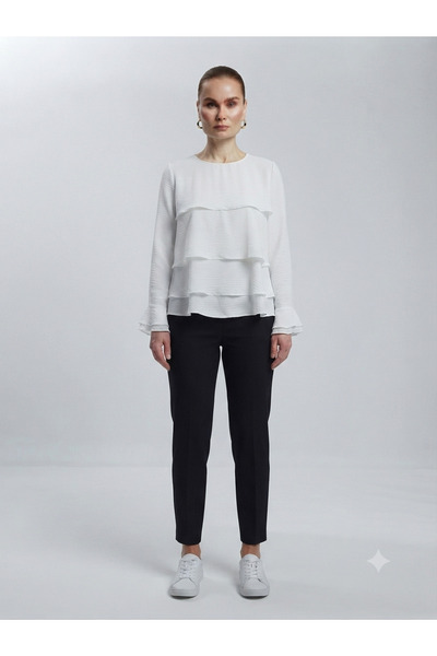 TUĞBA ERGÜL Basic Women's Ayrobin Ruffle Detailed Blouse