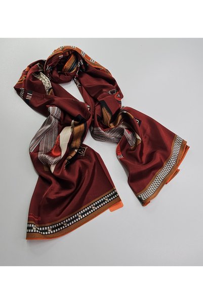 tomrisboutique Luxury Voile Silk Shawl Hijab Foulard Scarf Shawl Patterned 70 X 180 cm