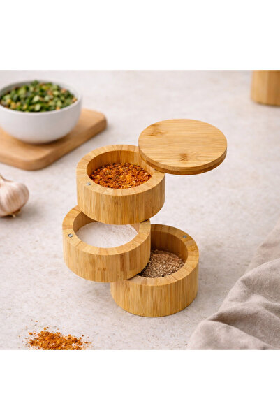 Generic Terreamour Three Tier Bamboo Spice & Organizer Multi-Usage Box with M...