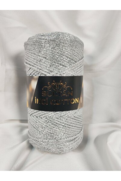 Sultan İnci Cotton Silver Glitter Hand Knitting Yarn (1 Piece) (Macrame Yarn)...