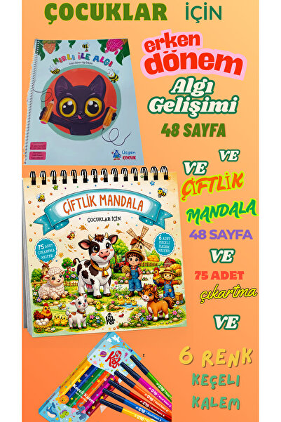 Üçgen Çocuk ÇOCUKLAR İÇİN ALGI GELİŞİMİ-ÇİFTLİK MANDALA BOYAMA KİTABI STİCKER...