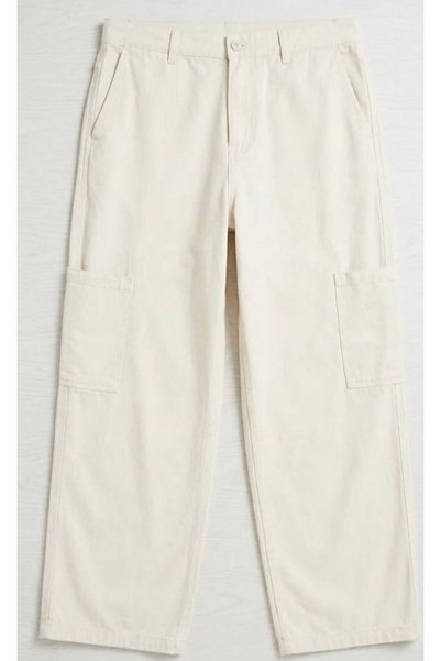 BeHill Be Hill Cream / Ecru Wide Leg Loose Cut Woven Trousers with Cargo Pockets