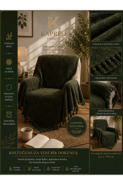 Kapreo Home Oceanwave Çok Amaçlı Örtü 170 X 200 Antrasit