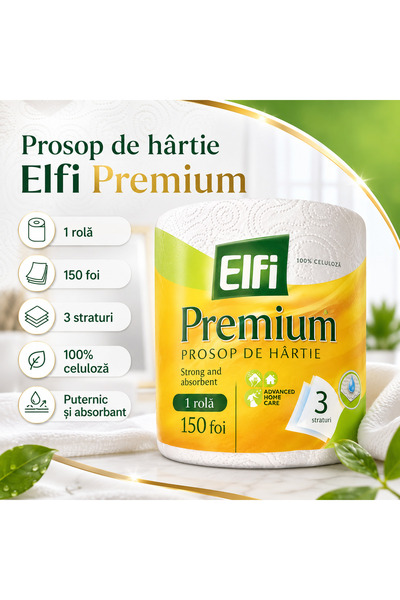Elfi Premium paper towel, 1 roll, 150 sheets, 3 ply