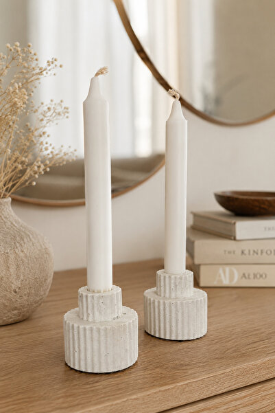 Lazuran Studio Set 2 suporturi lumânări decorative canelate 7 cm — finisaj mi...