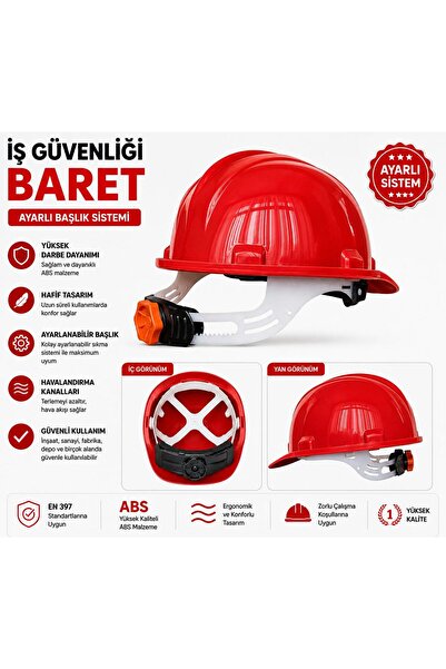 MGZ Adjustable Screw-On Protective Helmet Red
