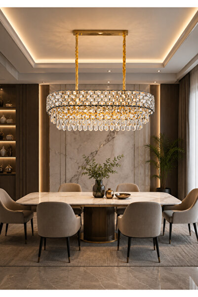 Generic Brand Royal Crystal Chandelier Gold + Black Size 80cm Length Can Be A...