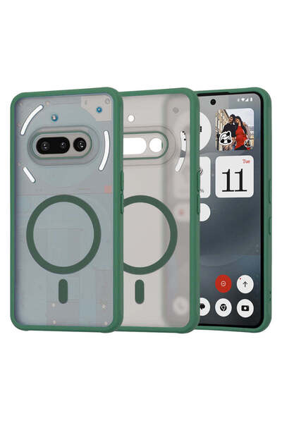 Techsuit Калъф за Nothing Phone (3a), серия HaloFrost MagSafe, тъмнозелен - т...