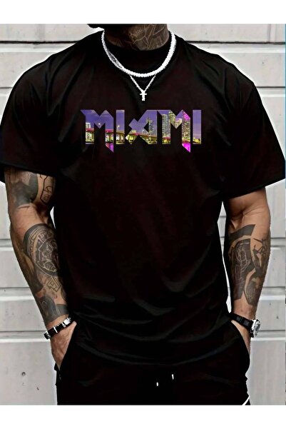 9TAY 100% Cotton Miami Skyline Florida Pride Retro T-Shirt Men's Women's Vint...