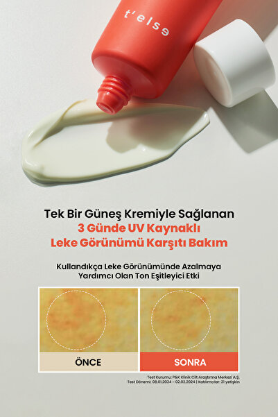 T'else Aydınlatıcı ve Ton Eşitleyici Güneş Kremi TELSE Red Orange Niacinamide Moisture Sun Cream SPF50+