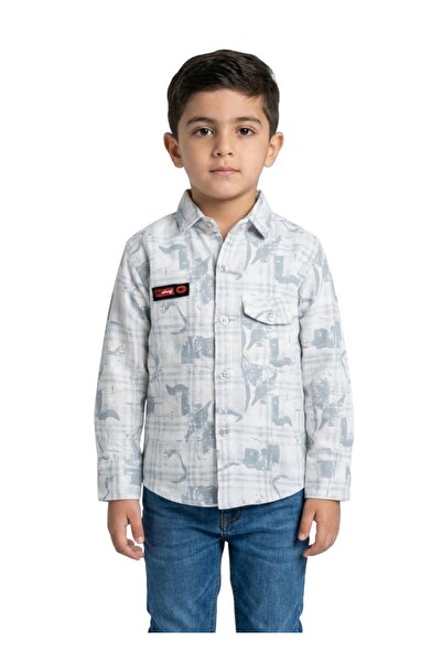 Babyqlo Boys Light Blue Printed Casual Shirt