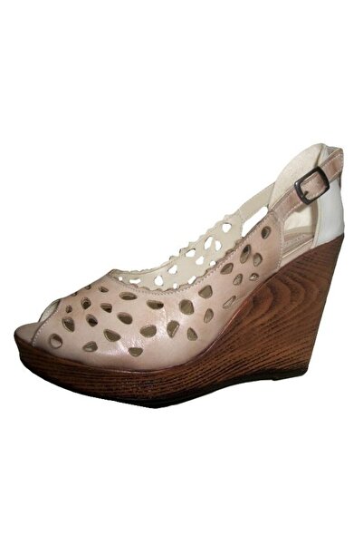 OEM Sanda casual cu platforma crem si fete bicolore din piele
