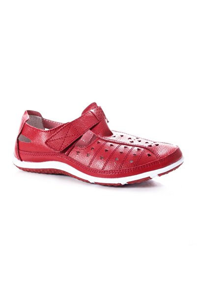 OEM Pantof rosu, comod din piele cu perforati si bareta