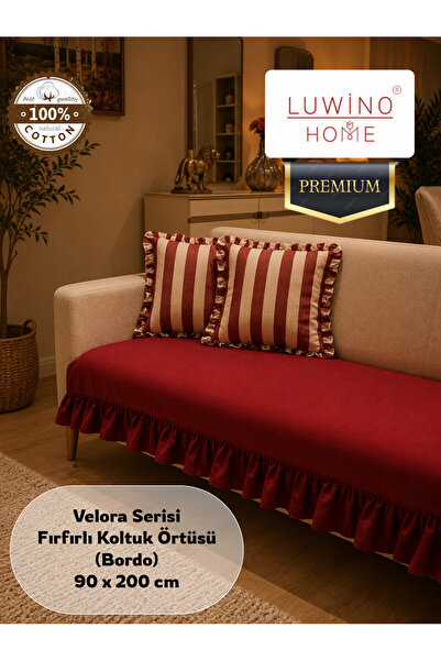 LUWİNO HOME Husă de scaun cu volane din bumbac și in 100%, Seria Velora, Covo...