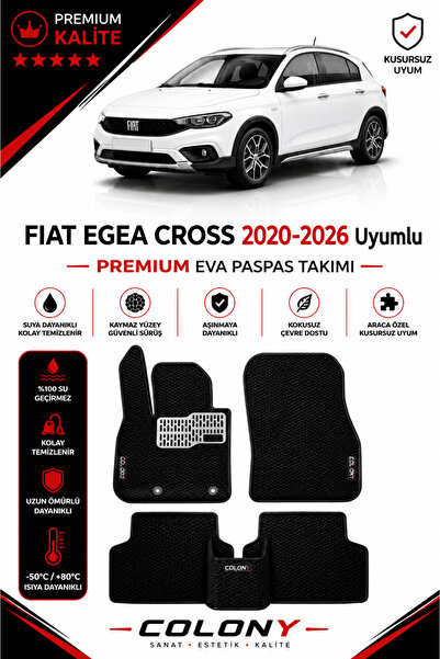 COLONY Fiat Egea Cross Uyumlu EVA Paspas Tam Set–Araca Özel,Kolay Montaj,Su G...