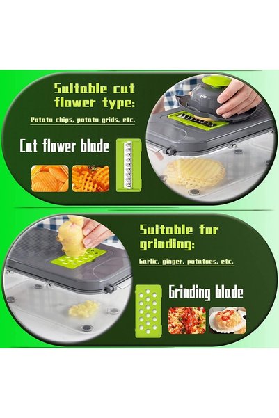 Generic Vegetable Chopper, Upgraded 22 in 1 Mandoline Vegetable Slicer Dicer with 13 Stainless Steel Blades, Adjustable Slicer, Vegetable Cutter with Drain Rack Storage Container, Kitchen Gadget