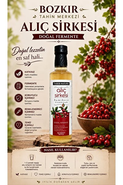TABİB NATURA Bozkır Tahin Merkezi Doğal Fermantasyon Alıç Sirkesi 500ml (katk...