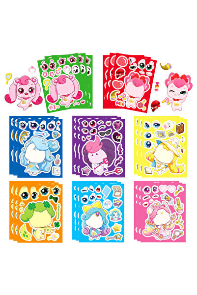 Choice 8pcs ﻿ 8Sheets Anime Cartoon Make a Face Make a Face Jigsaw Decals DIY...